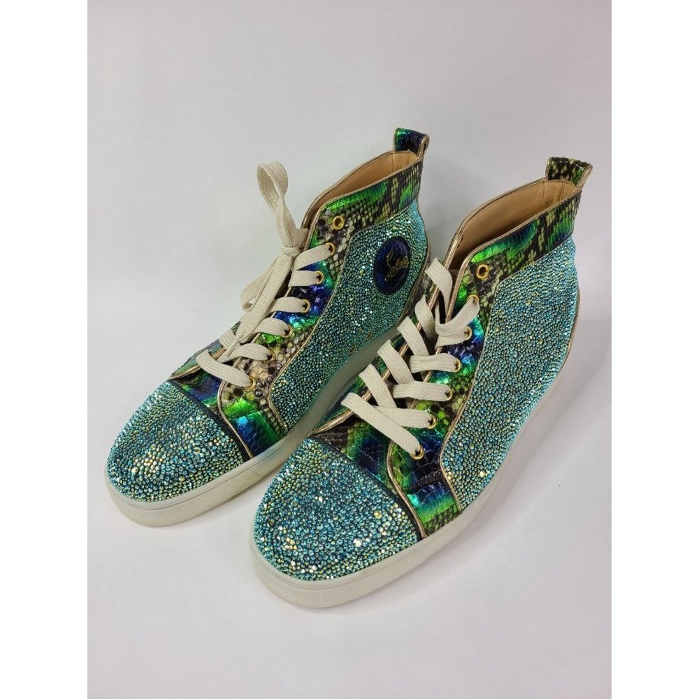 CHRISTIAN LOUBOUTIN Swarovski Python Louis Trainers Sneakers - EU45 / US12 - Picture 1 of 12